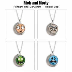 12 Styles Rick and Morty Cartoon Double-Sided Rotation Anime Alloy Necklace