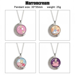 10 Styles Sanrio Marroncream Cartoon Double-Sided Rotation Anime Alloy Necklace