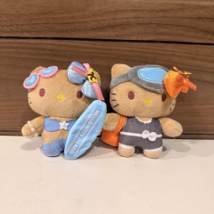 夏威夷冲浪黑皮猫咪度假风猫海女挂件玩偶毛绒公仔珠链扣包挂饰
