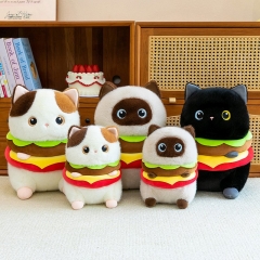 3 Styles 2 Sizes Burger Cat Cartoon Anime Plush Toy Doll