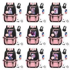 跨境外贸KPOP猎魔女团字母双肩背包学生休闲女书包旅行usb充电包