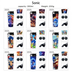 10 Styles 350ML Sonic the Hedgehog Cartoon Pattern Mug Anime Plastic Water Cup