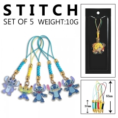 3 Styles 5PCS/SET Lilo & Stitch Cartoon Anime Alloy Phone Strap