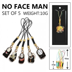 5PCS/SET Spirited Away No Face man Cartoon Anime Alloy Phone Strap