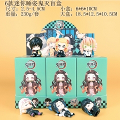 6PCS/SET 2.5-4.5cm Demon Slayer: Kimetsu no Yaiba Cartoon Surprise Blind Box Anime PVC Figure Toy