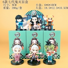 6PCS/SET 8cm Demon Slayer: Kimetsu no Yaiba Cartoon Surprise Blind Box Anime PVC Figure Toy