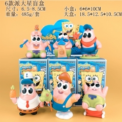 6PCS/SET 6.5-8.5cm SpongeBob SquarePants Patrick Star Cartoon Surprise Blind Box Anime PVC Figure Toy