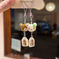 卡通四叶草轻松熊幸运挂件甜美少女包包钥匙扣手机绳情侣挂饰礼物