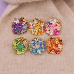 6 Styles Pokemon Cartoon Pin Anime Alloy Brooch