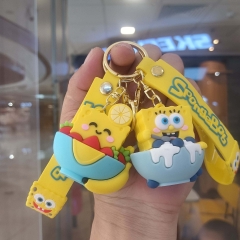 5 Styles SpongeBob SquarePants Cartoon Anime PVC Figures Keychain