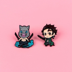 2 Styles Demon Slayer: Kimetsu no Yaiba Cartoon Pin Anime Alloy Brooch