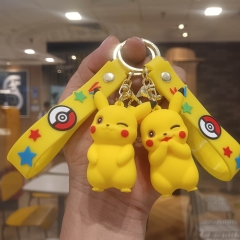 9 Styles Pokemon Pikachu Cartoon Anime PVC Figures Keychain