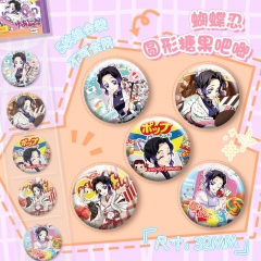 32mm 5PCS/SET Demon Slayer: Kimetsu no Yaiba Kochou Shinobu Cartoon Pin Anime Tinplate Brooch