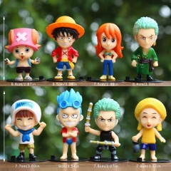 8PCS/SET One Piece Monkey D Luffy Cartoon Anime PVC Figure