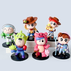 6PCS/SET Crayon Shin-chan Cartoon Surprise Blind Box Anime PVC Figure Toy