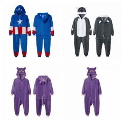 3 Styles Marvel Captain America Tom Sailor Moon Cartoon Cosplay Warm Winter Anime Flannel Pajamas