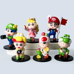 6PCS/SET Crayon Shin-chan Cartoon Surprise Blind Box Anime PVC Figure Toy