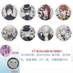 58mm 8PCS/SET Kuroshitsuji/Black Butler Cartoon Pin Anime Tinplate Brooch