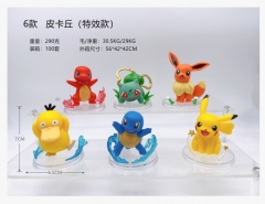6PCS/SET Pokemon Pikachu Cartoon Anime PVC Figure Toy