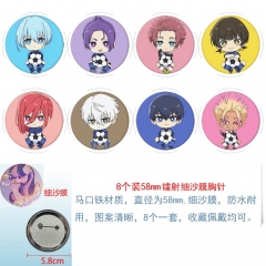 蓝色监狱2 8款一套圆形镭射细沙膜胸针 58mm