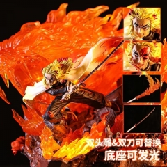 ( With Light) 27CM Demon Slayer: Kimetsu no Yaiba Rengoku Kyoujurou Cartoon Anime PVC Figure
