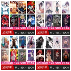 6 Styles 8PCS/SET Chainsaw Man Cartoon Cosplay Decoration Anime Poste