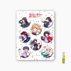 32MM 8PCS/SET Saekano: How to Raise a Boring Girlfriend Cartoon Pin Anime Tinplate Brooch