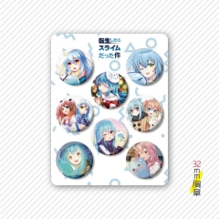 32MM 8PCS/SET That Time I Got Reincarnated as a Slime Cartoon Pin Anime Tinplate Brooch