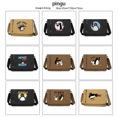 pingu 动漫周边复古帆布单肩包斜挎包邮差包
