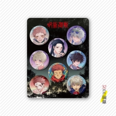 32MM 8PCS/SET Jujutsu Kaisen Cartoon Pin Anime Tinplate Brooch