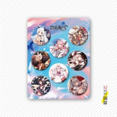 32MM 8PCS/SET Azur Lane Cartoon Pin Anime Tinplate Brooch