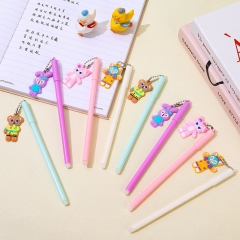 12支 YQiDuo创意软胶兔子小熊吊坠中性笔学生卡通可爱挂件可擦签字笔