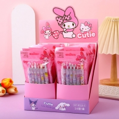 6支/袋 YQiDuo可爱家族6支袋装按动笔卡通高颜值中性笔少女心签字笔黑0.5