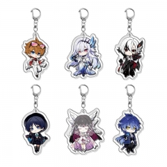 6 Styles Genshin Impact Cartoon Acrylic Anime Keychain