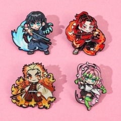 4 Styles Demon Slayer: Kimetsu no Yaiba Cartoon Pin Anime Alloy Brooch