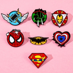 7 Styles Spider-Man Iron Man Cartoon Pin Anime Alloy Brooch