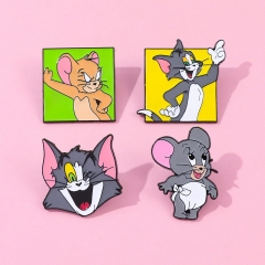 可爱卡通创意个性猫和老鼠金属徽章配饰汤姆杰瑞合金胸针别针装饰