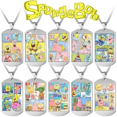 10 Styles SpongeBob SquarePants Cartoon Anime Stainless Steel Necklace