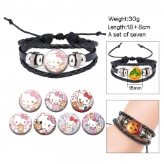 2 Styles 7PCS/SET Sanrio Hello Kitty Cartoon Anime Bracelets