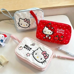卡通猫咪笔袋可爱KT化妆包儿童文具收纳袋少女外出大容量洗漱包