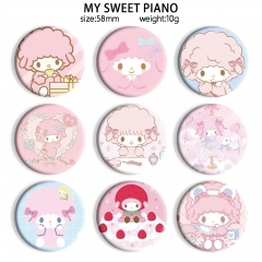 58mm 12 Styles Sanrio MY SWEET PIANO Cartoon Pin Anime Tinplate Brooch