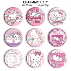 58mm 10 Styles Sanrio CHARMMY KITTY Cartoon Pin Anime Tinplate Brooch