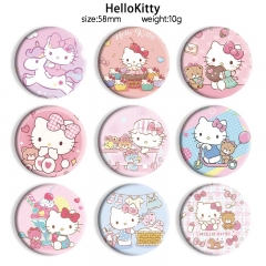 58mm 10 Styles Sanrio Hello Kitty Cartoon Pin Anime Tinplate Brooch