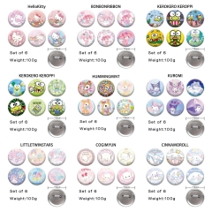 75mm 32 Styles 6PCS/SET Sanrio My Melody Cartoon Pin Anime Tinplate Brooch