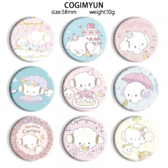 58mm 12 Styles Sanrio Cogimyun Cartoon Pin Anime Tinplate Brooch