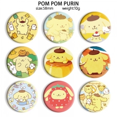 58mm 12 Styles Sanrio Pom Pom Purin Cartoon Pin Anime Tinplate Brooch