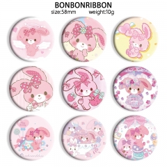 58mm 12 Styles Sanrio Bonbonribbon Cartoon Pin Anime Tinplate Brooch
