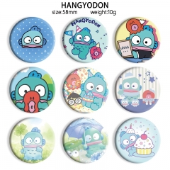 58mm 10 Styles Sanrio HANGYODON Cartoon Pin Anime Tinplate Brooch