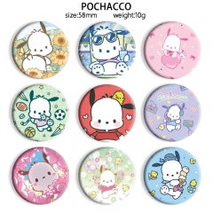 58mm 11 Styles Sanrio Pochacco Cartoon Pin Anime Tinplate Brooch