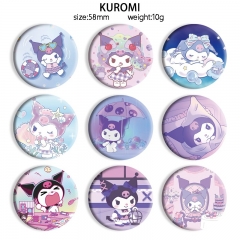 58mm 11 Styles Sanrio Kuromi Cartoon Pin Anime Tinplate Brooch